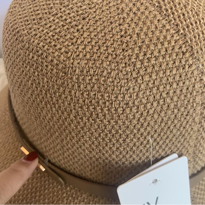 バケットハット 上品リボン付き手編みバケットハット