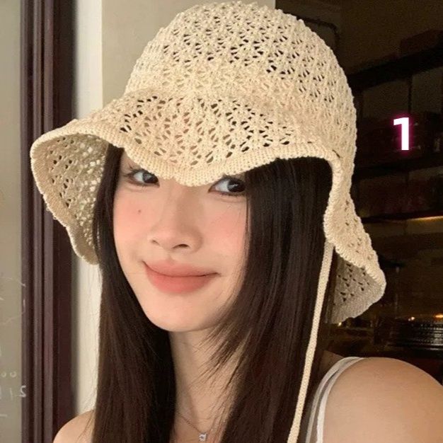 2025春夏 編み物バケットハット 紫外線対策 男女兼用