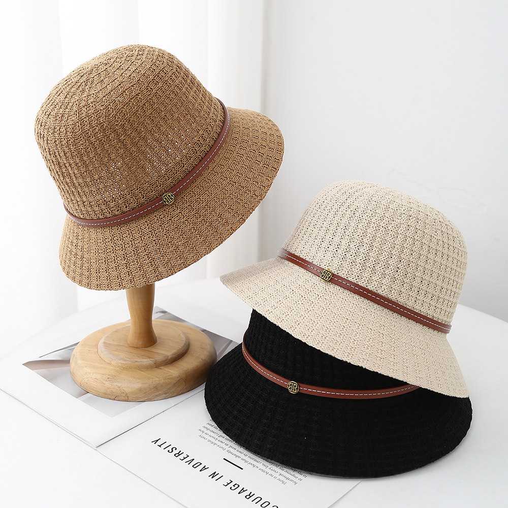 バケットハット 上質感レザー装飾バケットハット