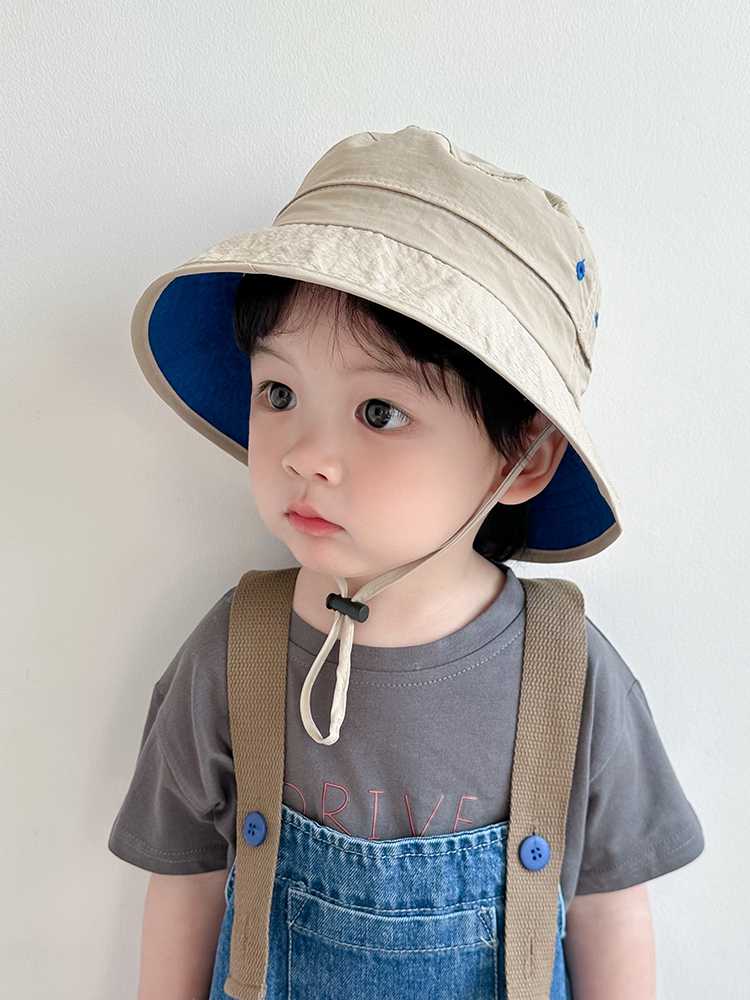 バケットハット バケットハット リバーシブル 子供用あご紐付きバケット