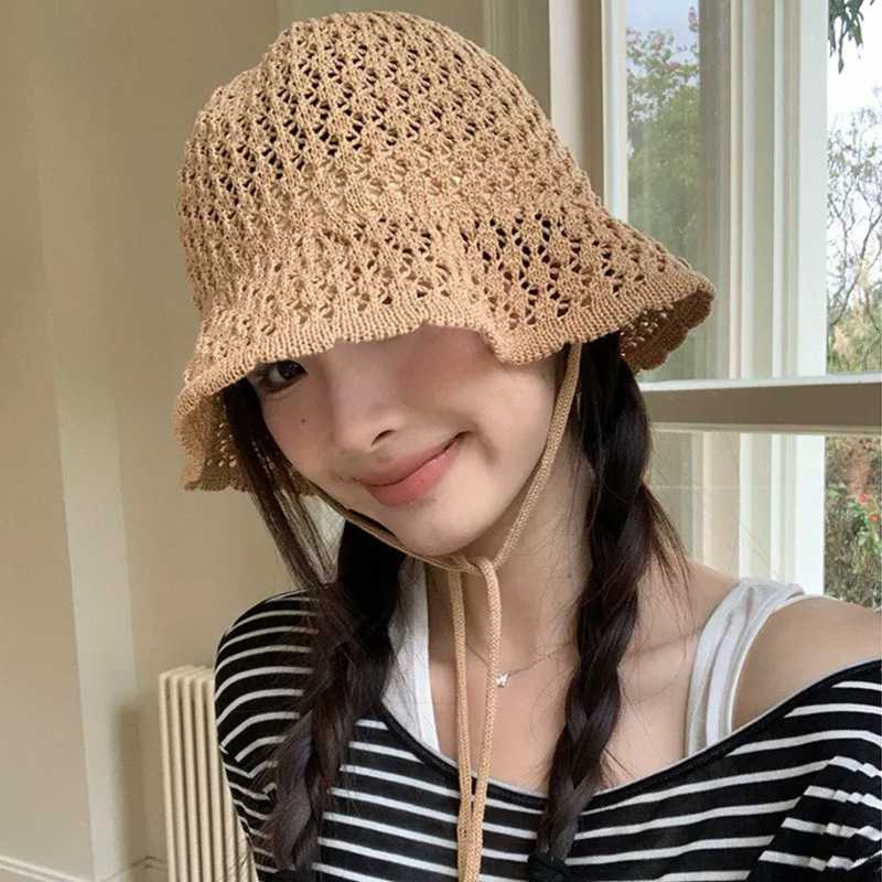 春夏 編み物バケットハット 紫外線対策 男女兼用