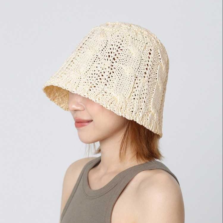 バケットハット 透かし編み模様のやさしいバケットハット