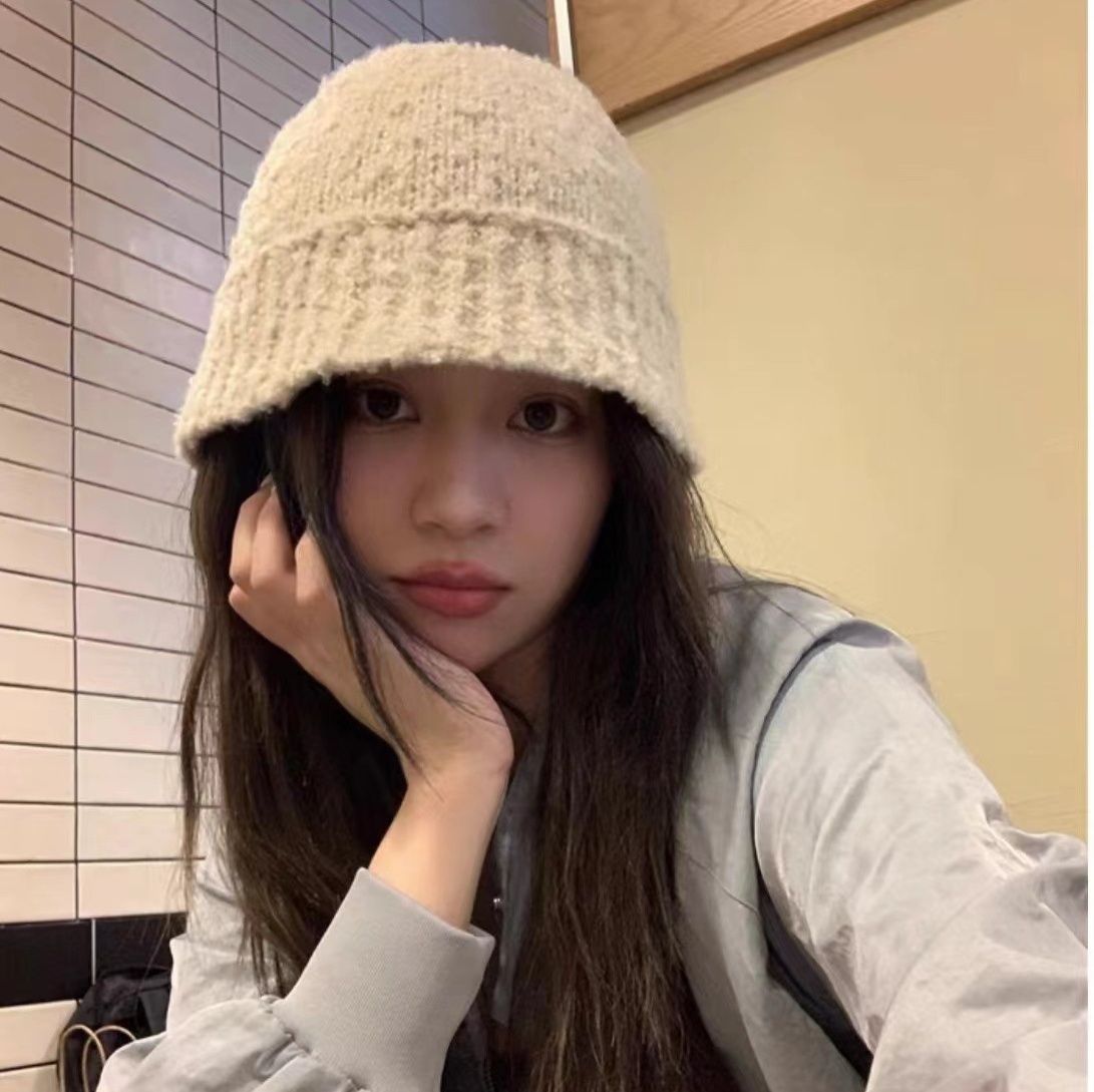 バケットハット ふわふわ毛糸のゆったりバケット帽子