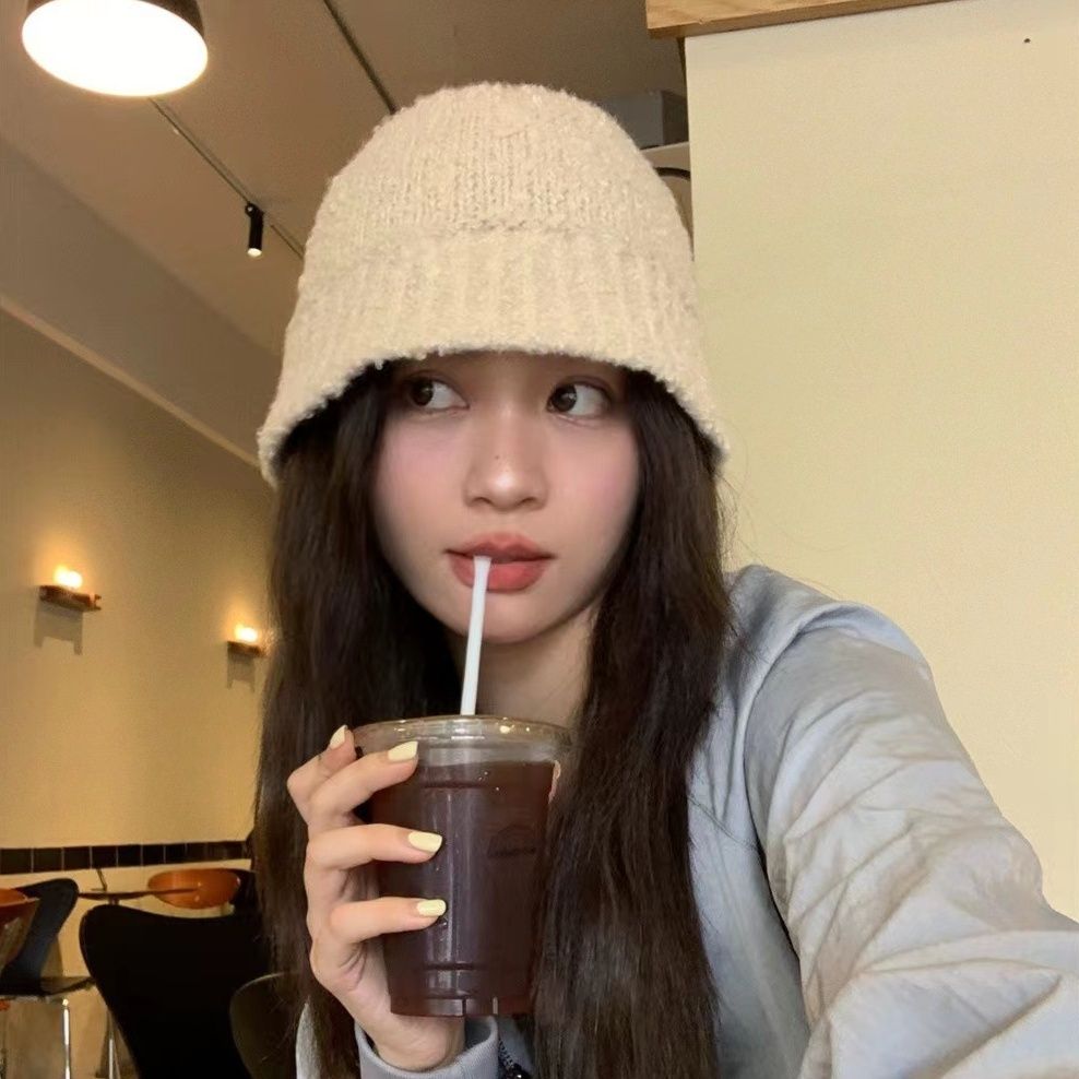 バケットハット ふわふわ毛糸のゆったりバケット帽子