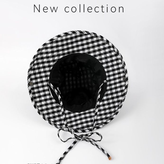 バケットハット 水玉模様の可愛らしいつば広帽子