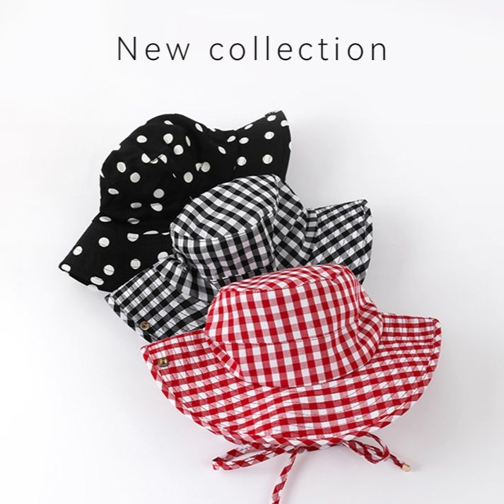 バケットハット 水玉模様の可愛らしいつば広帽子