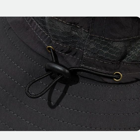 バケットハット 多機能アウトドア対応紐付きつば広帽子