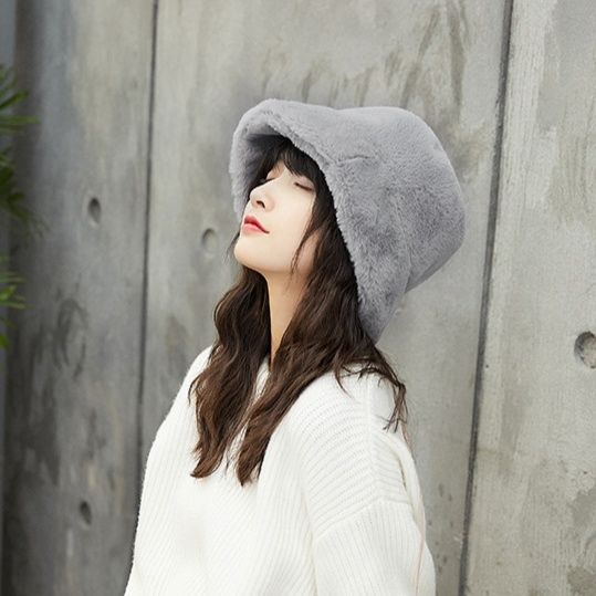 もこもこ冬のバケットハット　ファーバケハ
