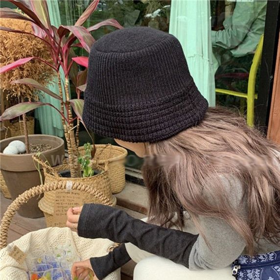 バケットハット 編み物ニット帽子 バケットハット 女性用 韓国風ファッション 女性用 秋冬 全5色