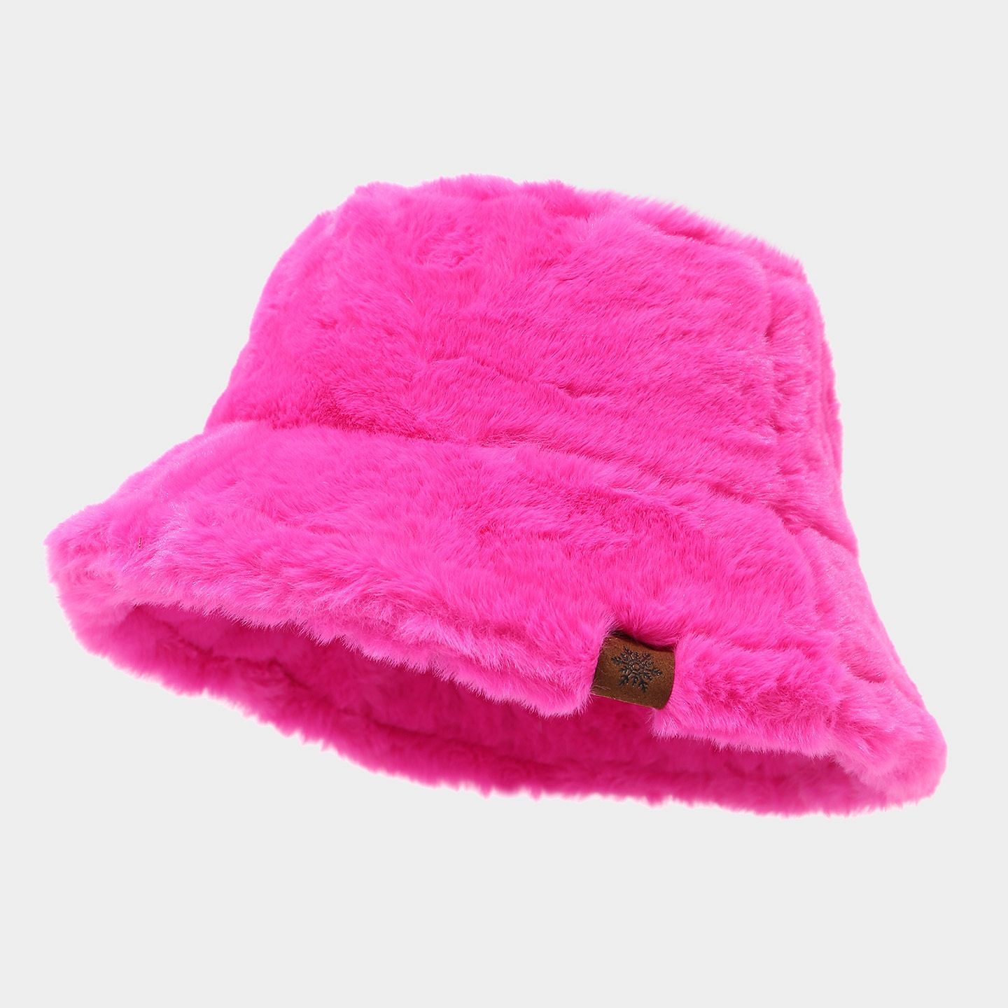 バケットハット ふわふわ毛足の長いファー素材バケットハット