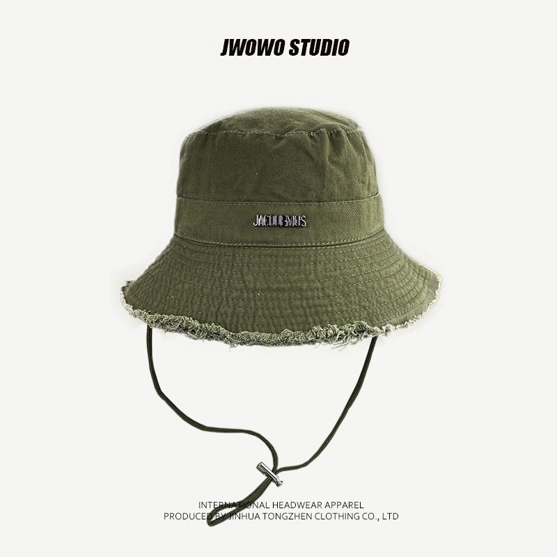 バケットハット アウトドア ロゴ付き 紐付きバケットハット
