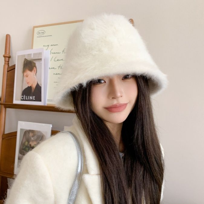 バケットハット ふわふわ毛足もこもこバケット帽