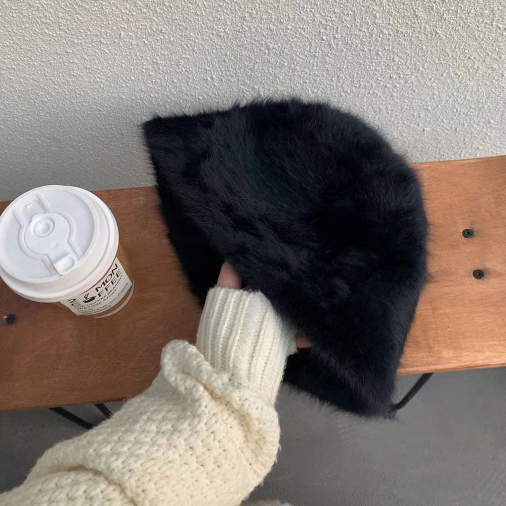 バケットハット ふわふわ毛足もこもこバケット帽