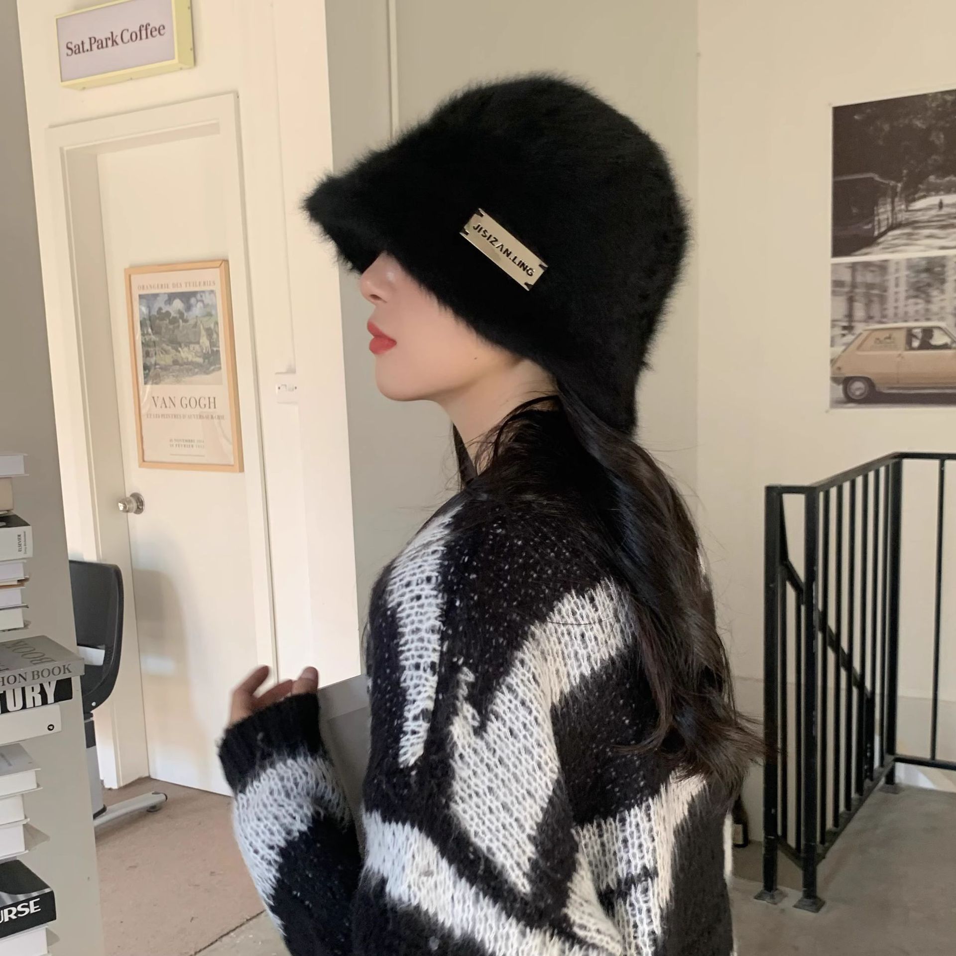 バケットハット ふわふわ毛足もこもこバケット帽