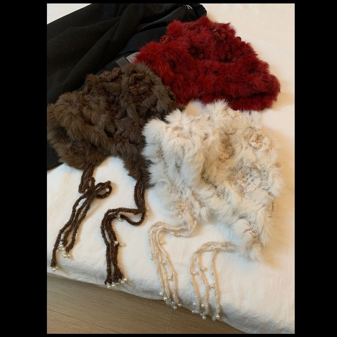 バケットハット ふわふわボリュームファー付きバケットハット