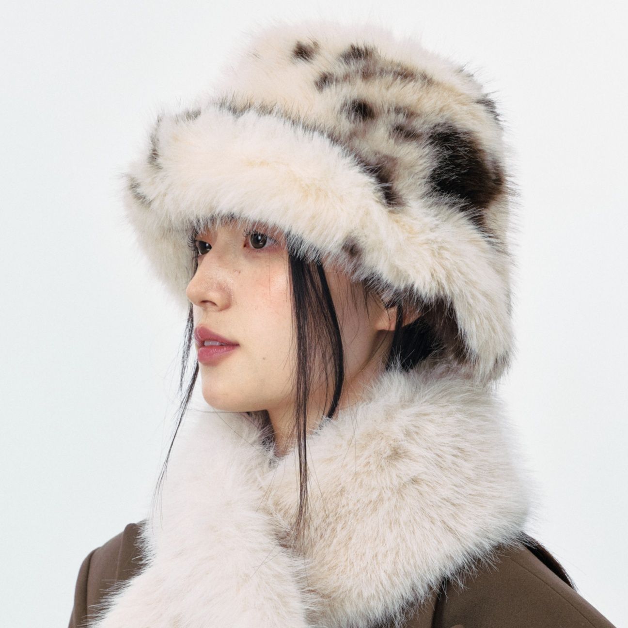 バケットハット ふわふわ贅沢毛皮のバケットハット