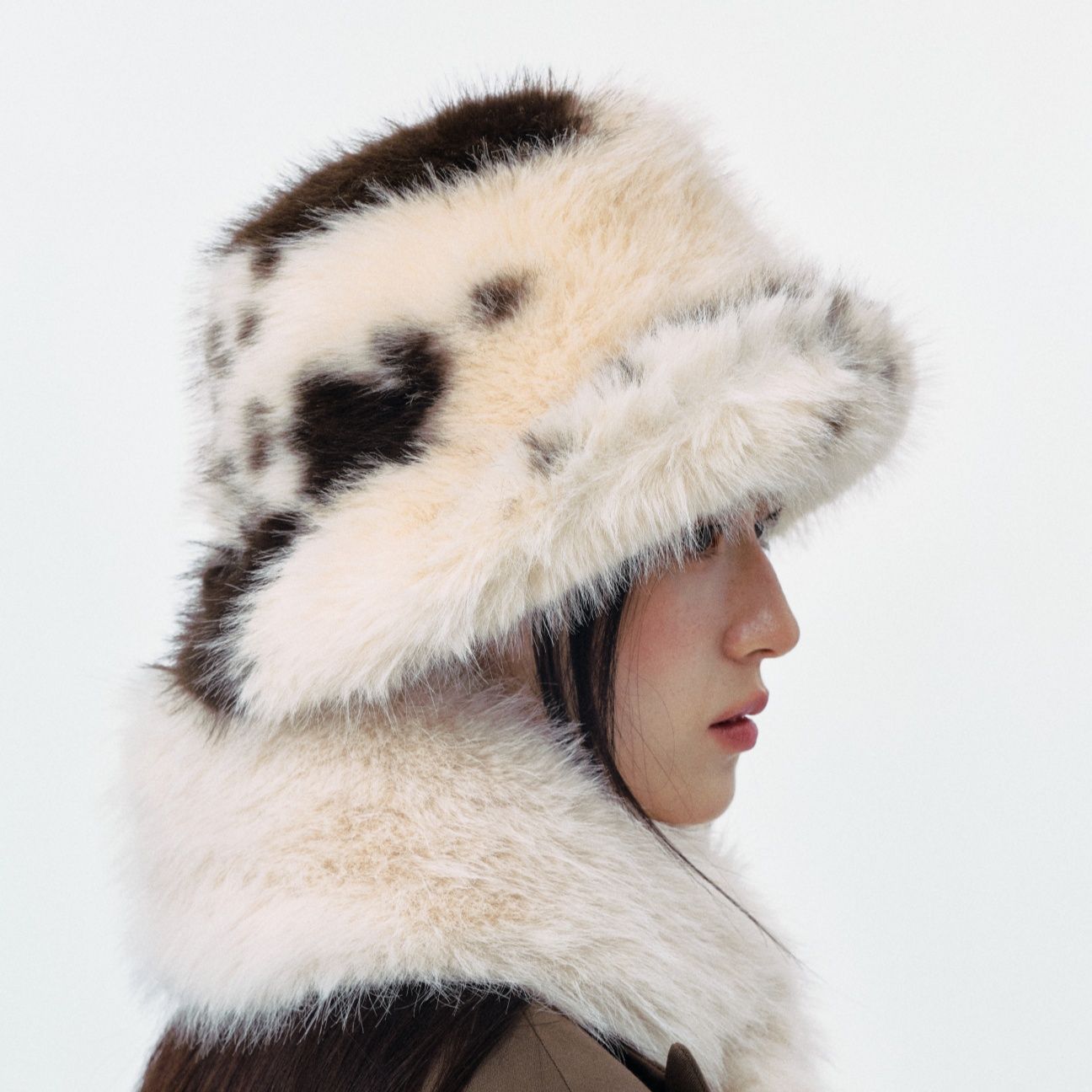 バケットハット ふわふわ贅沢毛皮のバケットハット