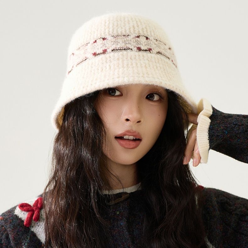 バケットハット 民族風模様　編み込み　バケットハット