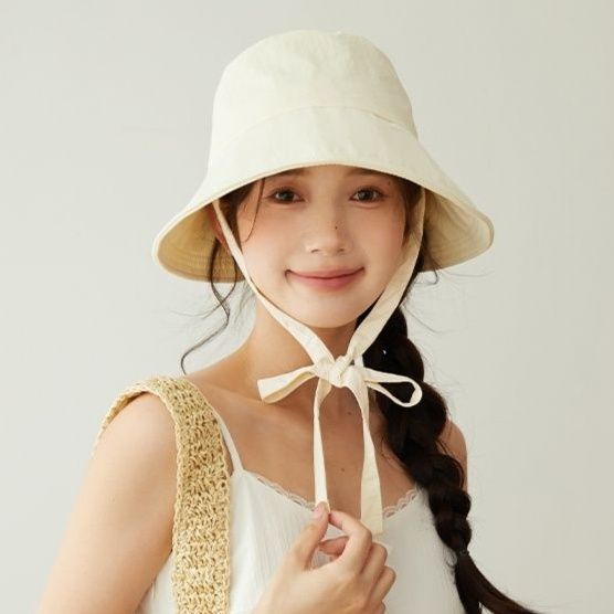 やわらか素材 あご紐付きバケットハット