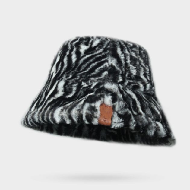 バケットハット 柔らか起毛素材のアニマル柄バケットハット