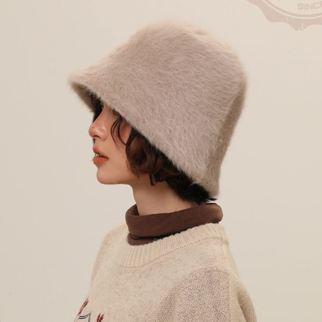 バケットハット ふわふわもこもこファー素材のあったかバケットハット