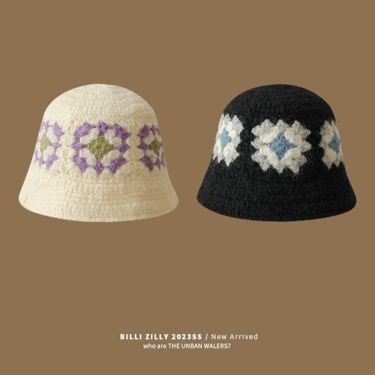 バケットハット 手編みかぎ針花モチーフバケットハット