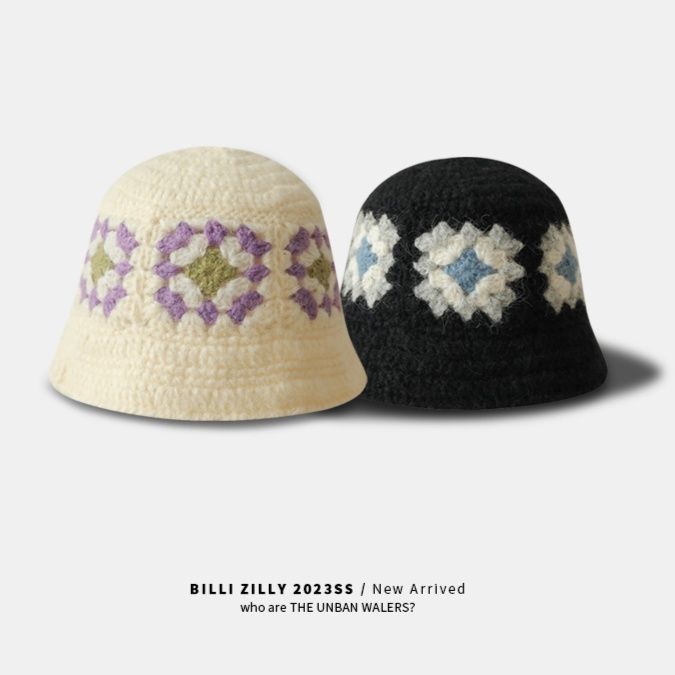 バケットハット 手編みかぎ針花モチーフバケットハット