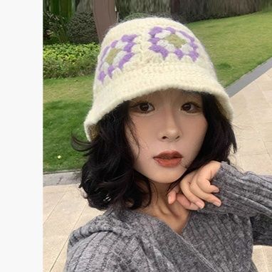 バケットハット 手編みかぎ針花モチーフバケットハット