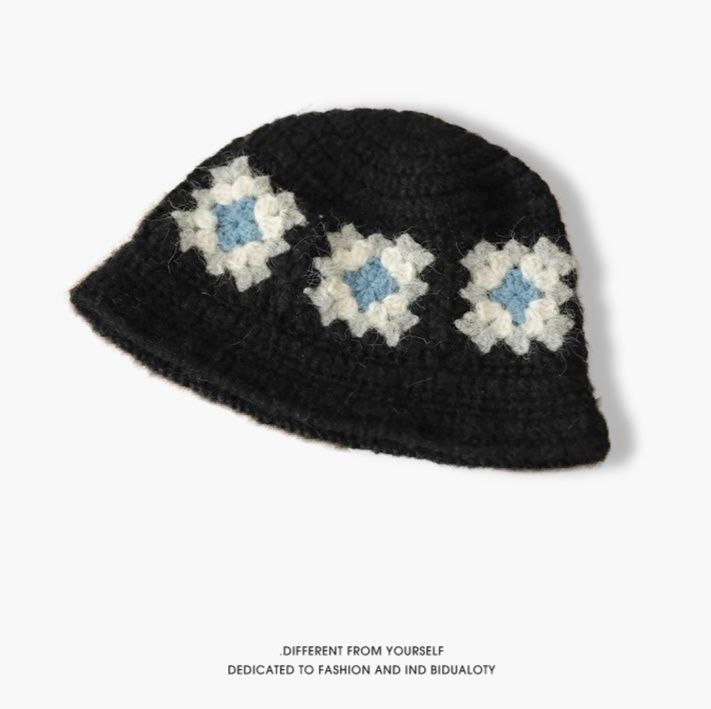 バケットハット 手編みかぎ針花モチーフバケットハット