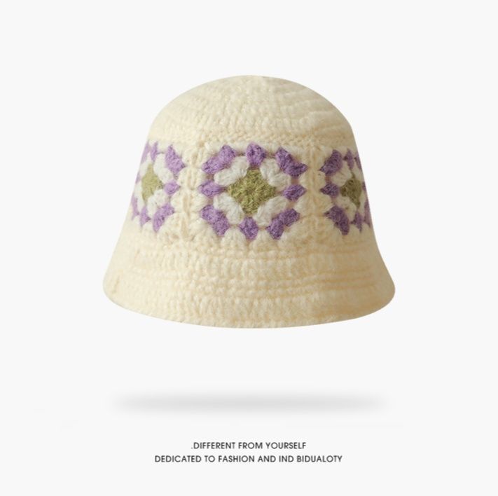 バケットハット 手編みかぎ針花モチーフバケットハット
