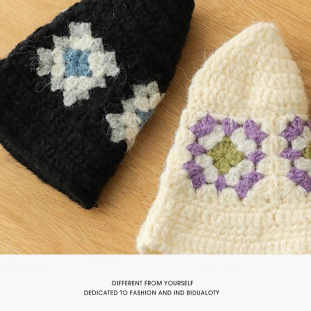 バケットハット 手編みかぎ針花モチーフバケットハット