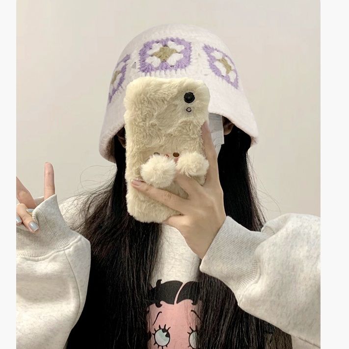 バケットハット 手編みかぎ針花モチーフバケットハット