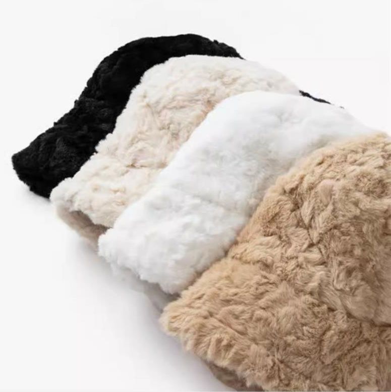 バケットハット ふわふわボリュームファー素材バケットハット