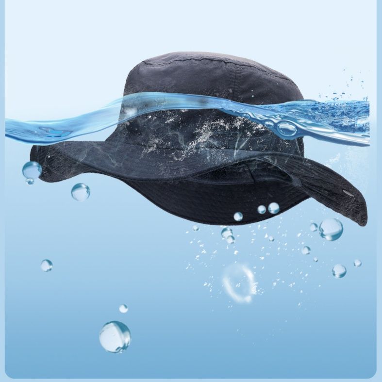 バケットハット ロゴ刺繍 紐付きアウトドアバケットハット