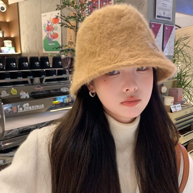 バケットハット もこもこファー素材の暖かバケットハット