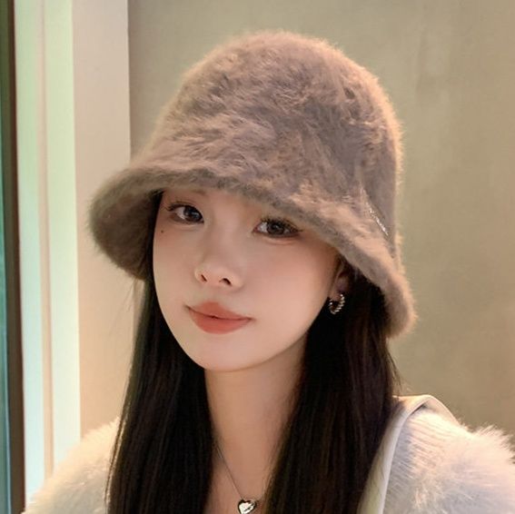 バケットハット もこもこファー素材の暖かバケットハット