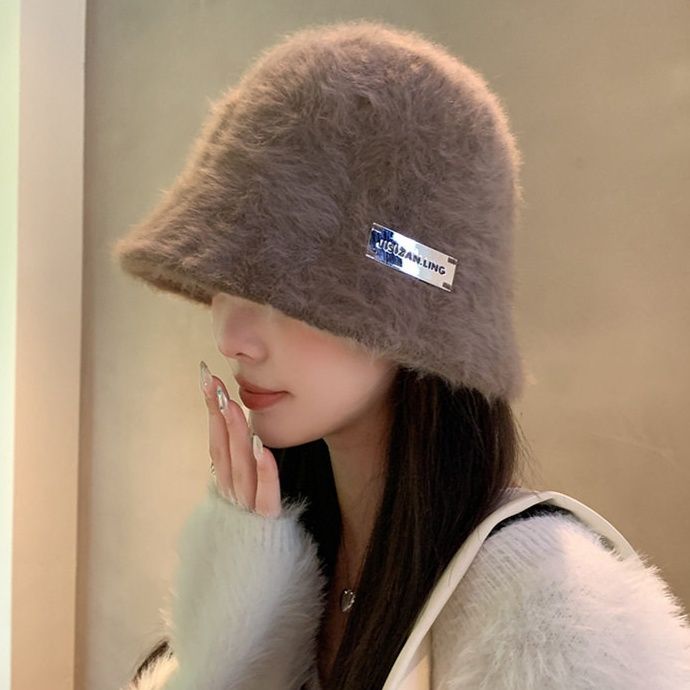 バケットハット もこもこファー素材の暖かバケットハット