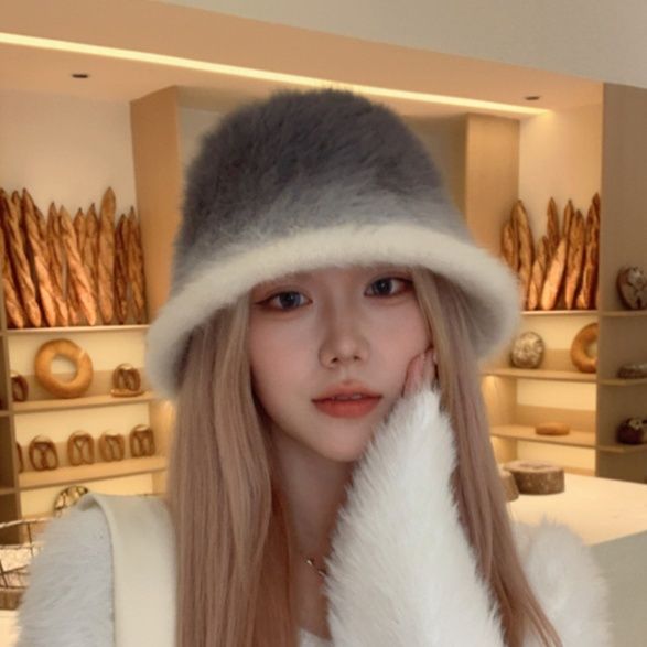 バケットハット ふんわり柔らか配色ファーバケットハット