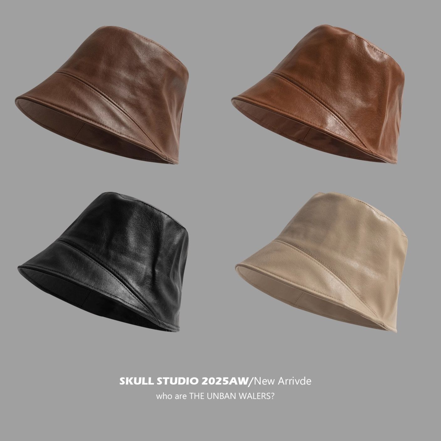 バケットハット 大きめサイズ対応 レザー調バケットハット