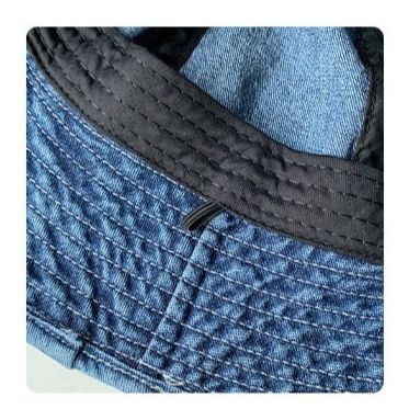 バケットハット ヴィンテージ風デニム生地のつば広バケットハット