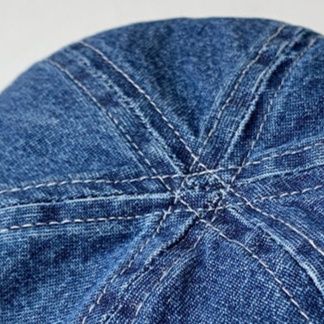 バケットハット ヴィンテージ風デニム生地のつば広バケットハット