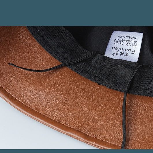 バケットハット 上質な本革風仕立て シンプルバケットハット