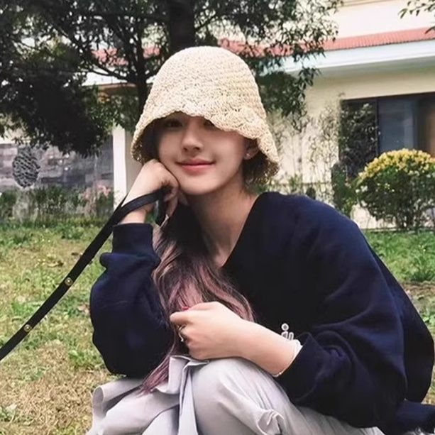 バケットハット ふんわり立体編み地 編み物バケットハット