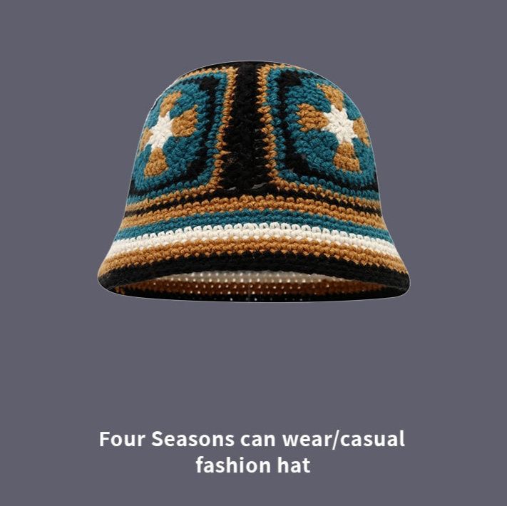 バケットハット 甘美な雪花モチーフ 手編みバケットハット