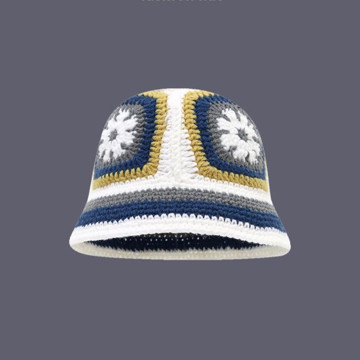 バケットハット 甘美な雪花モチーフ 手編みバケットハット