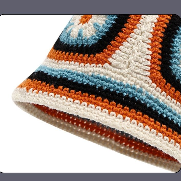 バケットハット 甘美な雪花モチーフ 手編みバケットハット