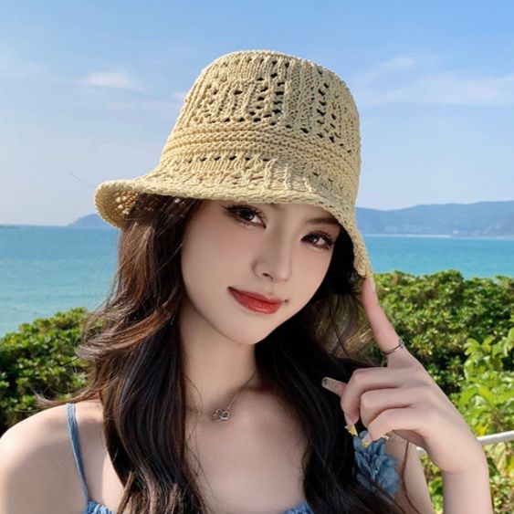 バケットハット 透かし編み かぎ編み 涼感 編み物バケットハット