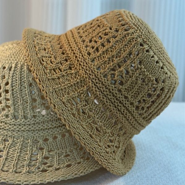 バケットハット 透かし編み かぎ編み 涼感 編み物バケットハット