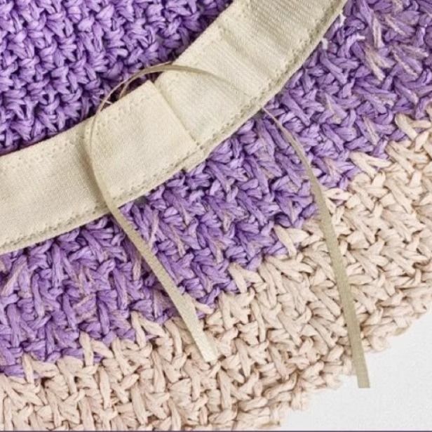 バケットハット 手編み ツートーン 麦わら ビーチ 編み物バケットハット