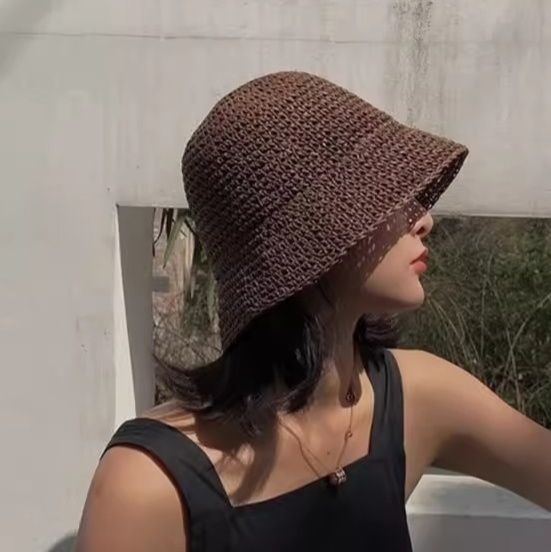 バケットハット 透かし編みが美しい 手編みバケットハット